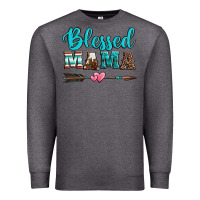 Charcoal Heather blessed mama serape cowhide turquoise Premium Sweatshirt - Jasminsmagicworld