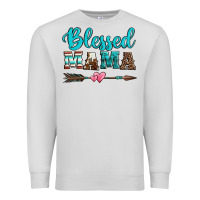 Dove Grey blessed mama serape cowhide turquoise Premium Sweatshirt - Jasminsmagicworld