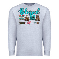 Heather Grey blessed mama serape cowhide turquoise Premium Sweatshirt - Jasminsmagicworld