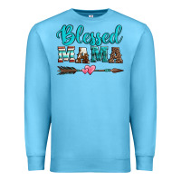 Ocean Blue blessed mama serape cowhide turquoise Premium Sweatshirt - Jasminsmagicworld