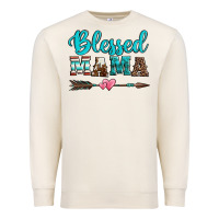 Sandshell blessed mama serape cowhide turquoise Premium Sweatshirt - Jasminsmagicworld