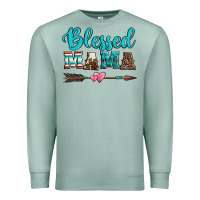 Blessed Mama Serape Cowhide Turquoise Premium Sweatshirt | Teevron