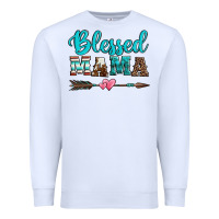 White blessed mama serape cowhide turquoise Premium Sweatshirt - Jasminsmagicworld