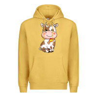 Antique Gold cartoon cow Premium Hoodie - NancyCooperArtShop
