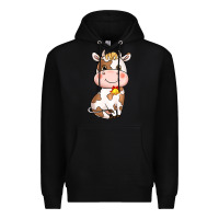 Black cartoon cow Premium Hoodie - NancyCooperArtShop