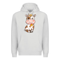 Dove Grey cartoon cow Premium Hoodie - NancyCooperArtShop