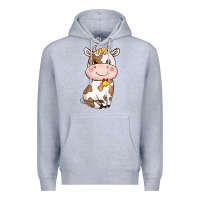 Heather Grey cartoon cow Premium Hoodie - NancyCooperArtShop