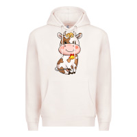 Pale Pink cartoon cow Premium Hoodie - NancyCooperArtShop