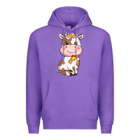 Purple cartoon cow Premium Hoodie - NancyCooperArtShop