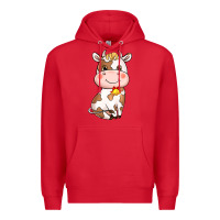 Red cartoon cow Premium Hoodie - NancyCooperArtShop