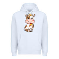 White cartoon cow Premium Hoodie - NancyCooperArtShop