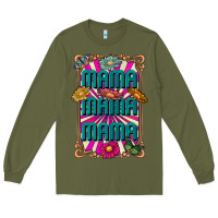 Army Green mama mama mama Long Sleeve Tee - CowhideDigitalArt