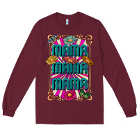 Burgundy mama mama mama Long Sleeve Tee - CowhideDigitalArt
