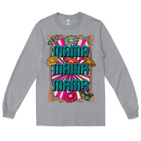 Heather Grey mama mama mama Long Sleeve Tee - CowhideDigitalArt