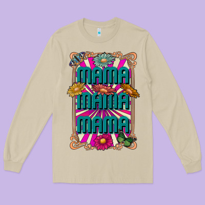 Mama Mama Mama Long Sleeve Tee Designed By Cowhidedigitalart