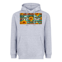 Heather Grey aztec sunflower cowhide license plate Heavyweight Hoodie - Artiststas