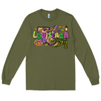 Army Green louisiana mardi gras Long Sleeve Tee - FaDigitalArtStudio