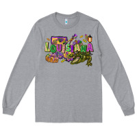 Heather Grey louisiana mardi gras Long Sleeve Tee - FaDigitalArtStudio