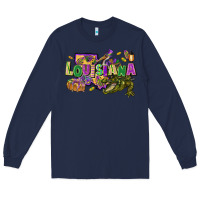 Navy louisiana mardi gras Long Sleeve Tee - FaDigitalArtStudio