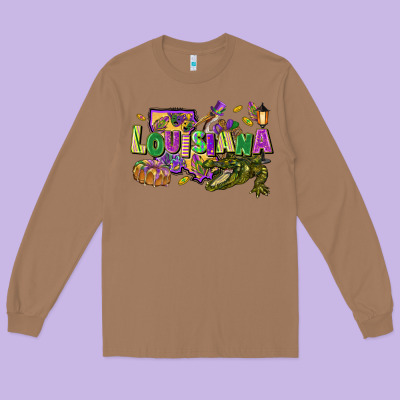 Louisiana Mardi Gras Long Sleeve Tee Designed By Fadigitalartstudio