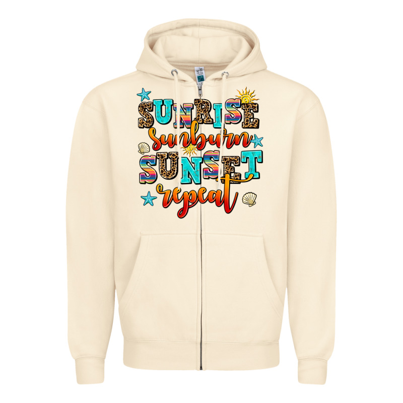 Sunrise Sunburn Sunset Repeat Zipper Hoodie by AdoDesignShop | Teevron