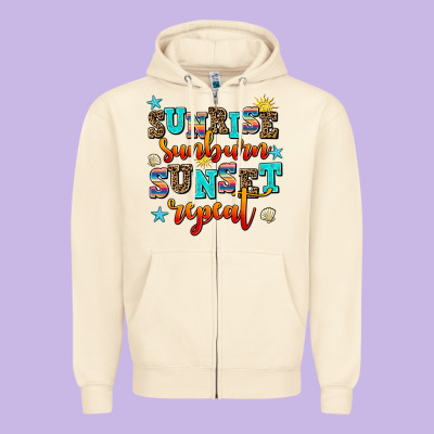 Sunrise Sunburn Sunset Repeat Zipper Hoodie Designed By Adodesignshop