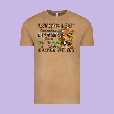 Vintage Tee living life somewhere between jesus take the wheel
