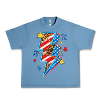 Pebble Blue America lightning bolt Urban Heavy Tee - texasbilliewilder