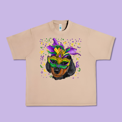 Urban Heavy Tee mardi gras mask dachshund puppy