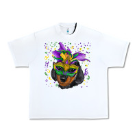 White mardi gras mask dachshund puppy Urban Heavy Tee - RanaPortraitStore