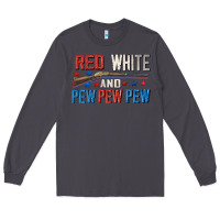 Smoke Red white and pew pew pew Long Sleeve Tee - CowGirlArtShop