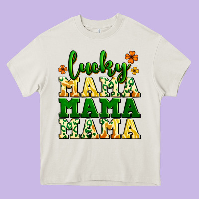 Lucky Mama Mama Mama  St. Patrick's Heavy Core Tee Designed By Lillyallendesigns