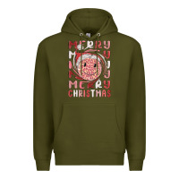 Army Green merry christmas smiling face Premium Hoodie - MaliasSmallBusiness