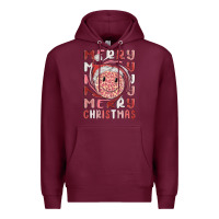 Burgundy merry christmas smiling face Premium Hoodie - MaliasSmallBusiness