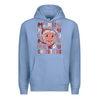 Colony Blue merry christmas smiling face Premium Hoodie - MaliasSmallBusiness