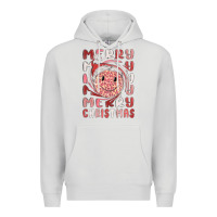 Dove Grey merry christmas smiling face Premium Hoodie - MaliasSmallBusiness