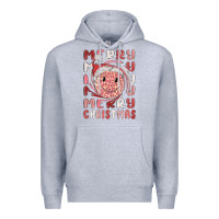 Heather Grey merry christmas smiling face Premium Hoodie - MaliasSmallBusiness
