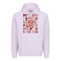 Lilac merry christmas smiling face Premium Hoodie - MaliasSmallBusiness