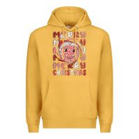 Mustard merry christmas smiling face Premium Hoodie - MaliasSmallBusiness