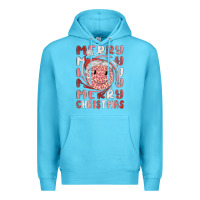Ocean Blue merry christmas smiling face Premium Hoodie - MaliasSmallBusiness