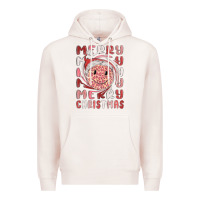 Pale Pink merry christmas smiling face Premium Hoodie - MaliasSmallBusiness