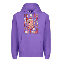 Purple merry christmas smiling face Premium Hoodie - MaliasSmallBusiness