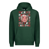 Sports Green merry christmas smiling face Premium Hoodie - MaliasSmallBusiness