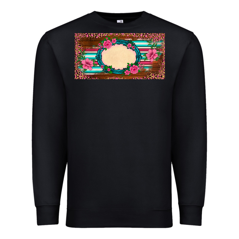 Western Pink Flovers Leopard Serape   License Plate Template Premium Sweatshirt by BarkalooDesign | Teevron