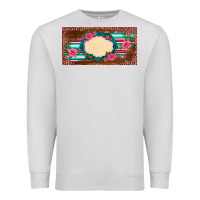Dove Grey western pink flovers leopard serape   license plate template Premium Sweatshirt - BarkalooDesign