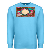Ocean Blue western pink flovers leopard serape   license plate template Premium Sweatshirt - BarkalooDesign