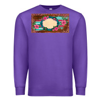 Purple western pink flovers leopard serape   license plate template Premium Sweatshirt - BarkalooDesign