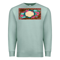 Seafoam western pink flovers leopard serape   license plate template Premium Sweatshirt - BarkalooDesign