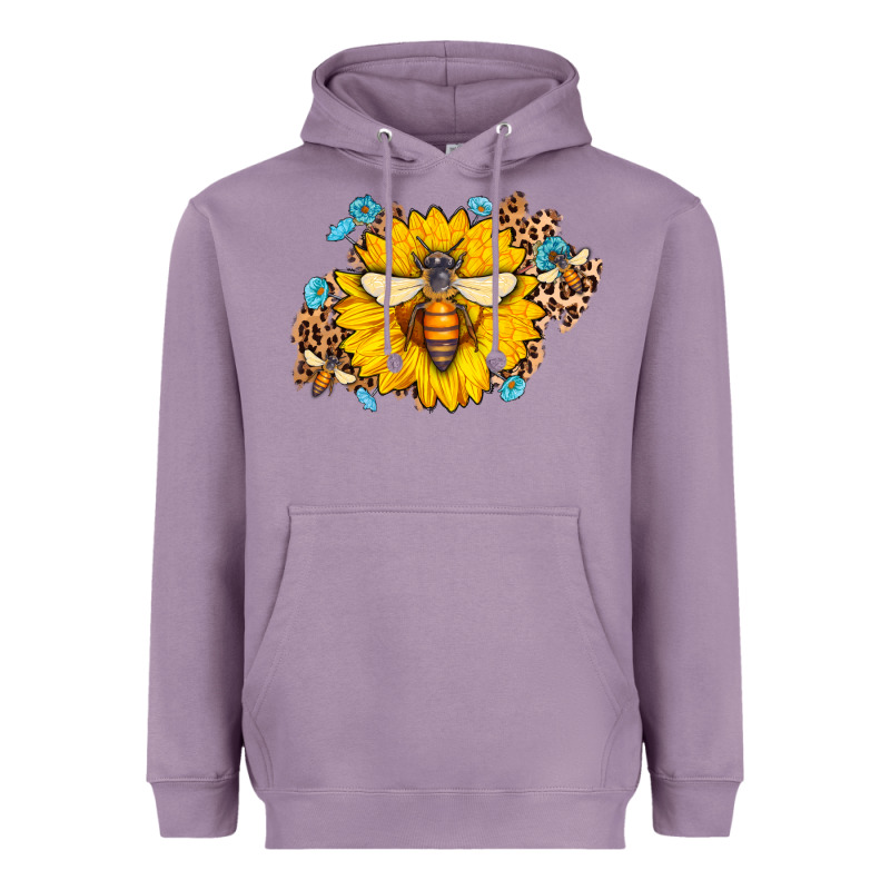 Bee Sunflower Leopard Heavyweight Hoodie by AdoDesignShop | Teevron