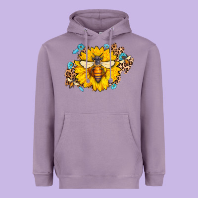 Bee Sunflower Leopard Heavyweight Hoodie Designed By Adodesignshop